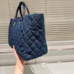 Chanel Quilted Large Coco Handle Shopping Tote Denim Blue 37Cm - Image 4