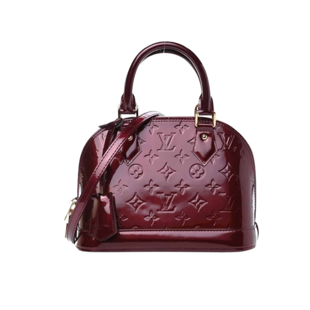 Untitled-1280-x-1280-px-2 Louis Vuitton Alma BB Monogram Vernis Leather Dark Red 23Cm - Image 1