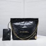 Chanel 22 Handbag Shiny And Gold Tone Metal Black 42Cm AS3261 B19059 94305 - Image 2