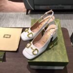 Gucci Women’S Mid Heel Slingback With Horsebit White ‎643892 C9D00 9022 - Image 2