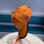 Hermes Canvas Baseball Cap Horse Hat Orange - Image 5