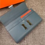 Hermes Constance Togo Long Wallet Silver Toned Hardware Blue 20Cm - Image 4