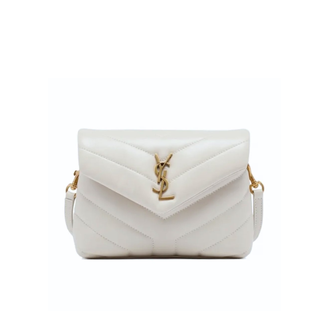 vel-39 Saint Laurent Loulou Toy Strap Bag In Quilted Y White 20Cm - Image 1