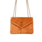 Saint Laurent Cinnamon Loulou Large Chain Bag In Suede Brown 31Cm