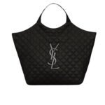 Saint Laurent Icare Shopping Bag In Quilted Black Silver 40Cm