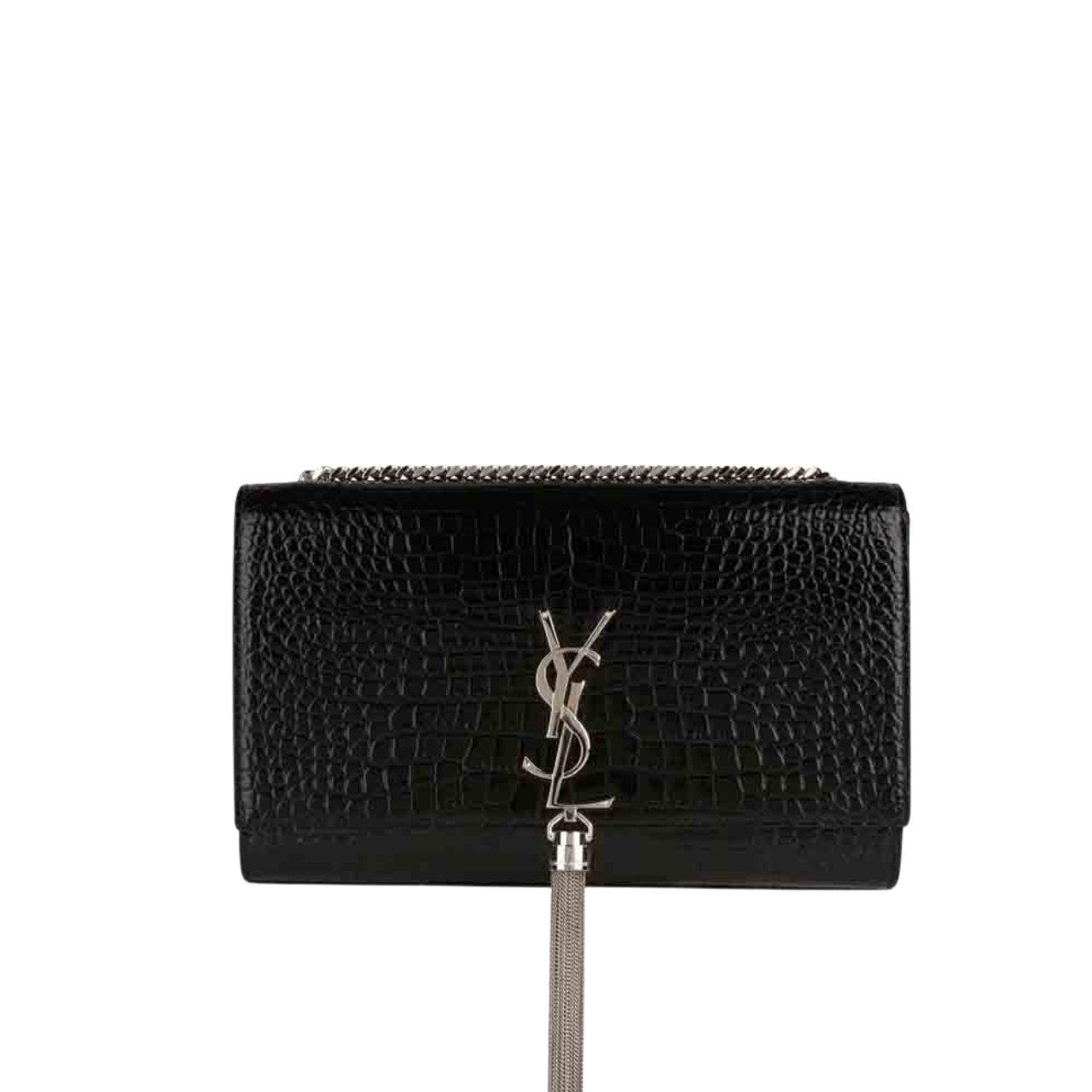 vel-7-3 Saint Laurent Kate Tassel Silver Hardware Black 19Cm - Image 1