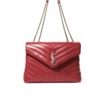 Saint Laurent Loulou Small Chain Bag In Quilted Y Wine Red 25Cm